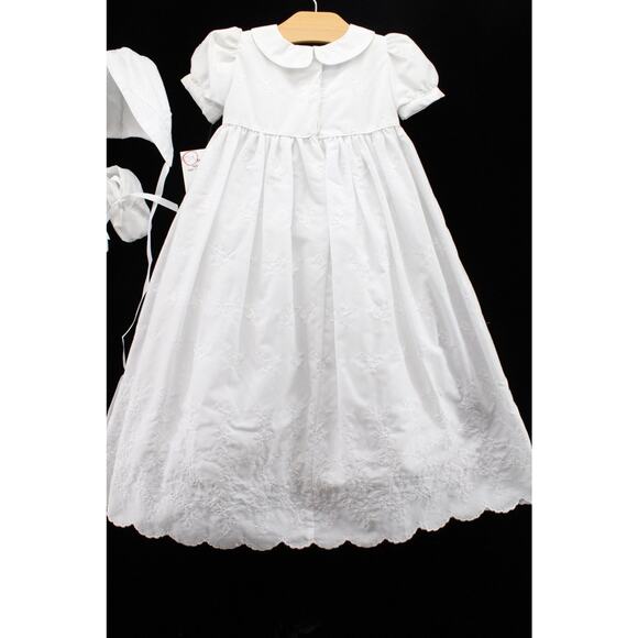 Vintage New 6 Mos Baptism Christening Gown Set Dress Hat Booties Old Stock - Picture 6 of 15